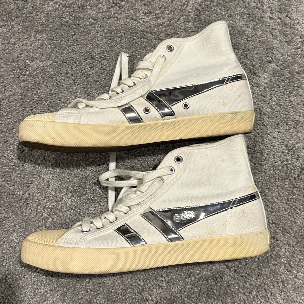 Gola for J. Crew Sneakers, White and Silver, Size 9
